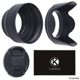 Rubber Collapsible and Tulip Flower Lens Hoods with Lens Cap Set - 67mm